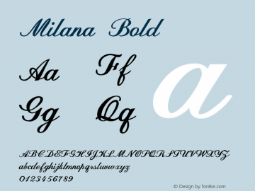 MilanaBold Version 1.000 Font Sample