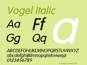 Vogel Italic Altsys Fontographer 4.1 11/2/95 Font Sample
