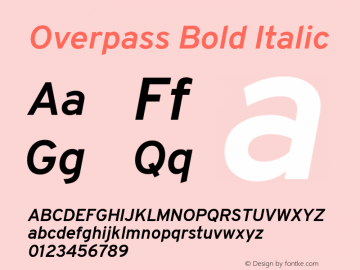 Overpass Bold Italic Version 3.000;DELV;Overpass Font Sample
