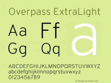 Overpass ExtraLight Version 3.000;DELV;Overpass Font Sample