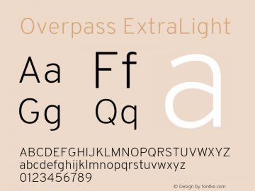 Overpass ExtraLight Version 3.000;DELV;Overpass Font Sample