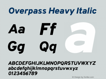 Overpass Heavy Italic Version 3.000;DELV;Overpass Font Sample