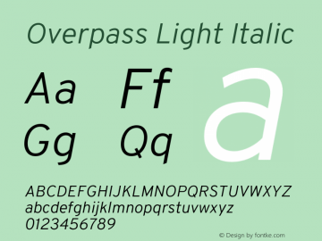Overpass Light Italic Version 3.000;DELV;Overpass图片样张