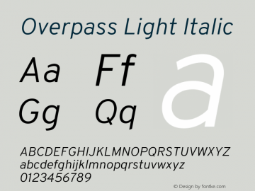 Overpass Light Italic Version 3.000;DELV;Overpass Font Sample