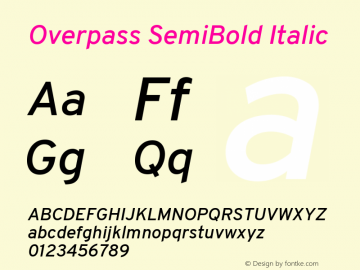 Overpass SemiBold Italic Version 3.000;DELV;Overpass Font Sample