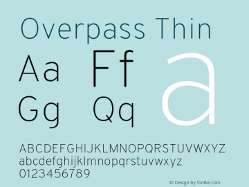 Overpass Thin Version 3.000;DELV;Overpass Font Sample