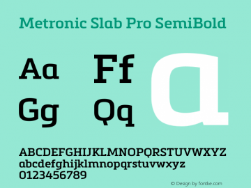 MetronicSlabPro-SemiBold Version 1.000 Font Sample