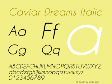 Caviar Dreams Italic Version 5.00 June 15, 2014图片样张