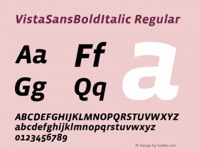 VistaSansBoldItalic Version 4.0; release Font Sample