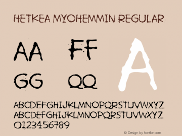 Hetkea Myohemmin Version 1.00 July 25, 2014, initial release Font Sample