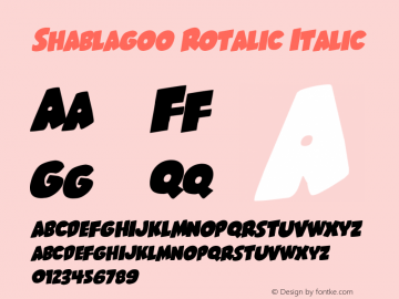 Shablagoo Rotalic Version 1.0; 2015 Font Sample