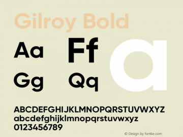 Gilroy-Bold Version 1.000;PS 001.000;hotconv 1.0.88;makeotf.lib2.5.64775 Font Sample