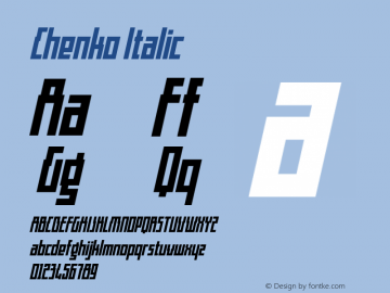 Chenko Italic Version 1.00 February 5, 2017, initial release Font Sample