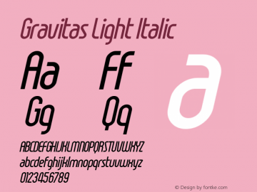Gravitas Light Italic Version 1.00 February 4, 2017, initial release图片样张