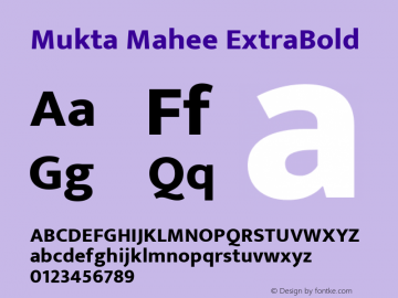 Mukta Mahee ExtraBold Version 2.538;PS 1.000;hotconv 16.6.51;makeotf.lib2.5.65220; ttfautohint (v1.6) Font Sample