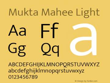 Mukta Mahee Light Version 2.538;PS 1.000;hotconv 16.6.51;makeotf.lib2.5.65220; ttfautohint (v1.6)图片样张