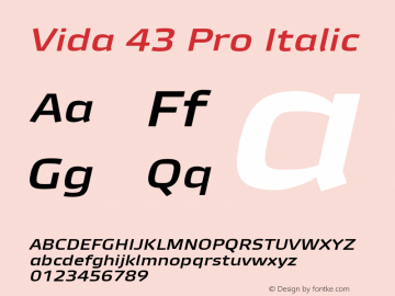Vida43Pro-Italic Version 1.000 2006 initial release图片样张