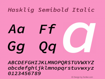 Hasklig Semibold Italic Version 1.050;PS 1.0;hotconv 16.6.51;makeotf.lib2.5.65220图片样张