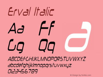 Erval-Italic Version 1.000 Font Sample