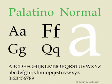 Palatino Normal 001.000 Font Sample