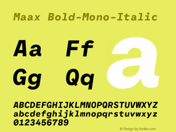 Maax-BoldMonoItalic Version 001.001图片样张