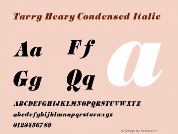 Tarry Heavy Condensed Italic V1.00 Font Sample