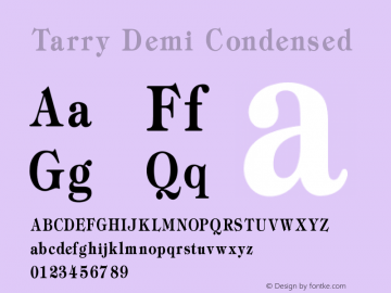 Tarry Demi Condensed V1.00 Font Sample