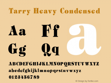 Tarry Heavy Condensed V1.00 Font Sample