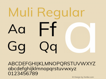 Muli Regular Version 2.000 Font Sample