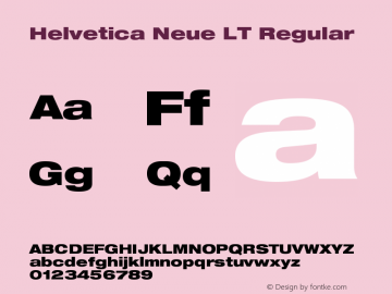 HelveticaNeueLT-BlackExtObl 006.000 Font Sample