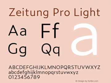 ZeitungPro-Light Version 1.001 (license nr. 0000 - Underware) Font Sample