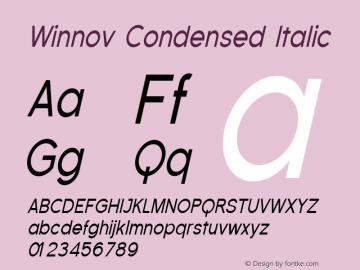 Winnov-CondItalic Version 001.000 Font Sample