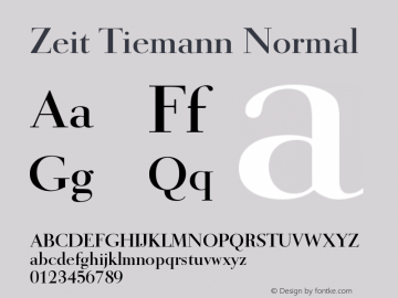 ZeitTiemann-Normal Version 001.001 Font Sample