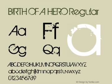 BIRTH OF A HERO Version 1.00 August 26, 2007, initial release Font Sample