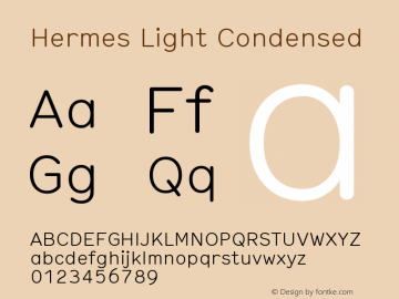 Hermes Light Condensed Version 6.000; ttfautohint (v1.00rc1) -l 8 -r 50 -G 200 -x 14 -D latn -f none -w 