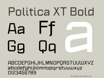 Politica XT Bold Version 1.0; April 2004 Font Sample