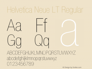 HelveticaNeueLT-UltraLigCondObl 006.000 Font Sample
