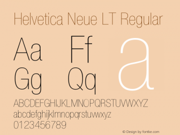 HelveticaNeueLT-UltraLigCondObl 006.000 Font Sample