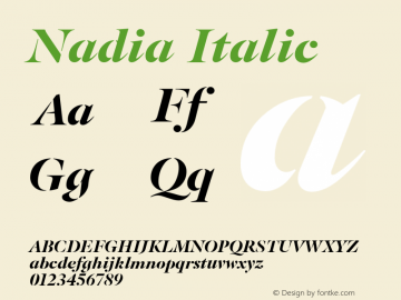 Nadia Italic OTF 1.000;PS 001.000;Core 1.0.34;com.myfonts.easy.typeinnovations.nadia.italic.wfkit2.version.4yMT Font Sample