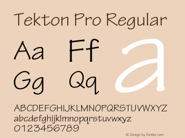 TektonPro-Regular Version 2.020;PS 2.000;hotconv 1.0.51;makeotf.lib2.0.18671 Font Sample