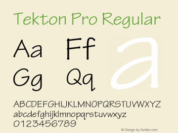 TektonPro-Regular Version 2.020;PS 2.000;hotconv 1.0.51;makeotf.lib2.0.18671 Font Sample