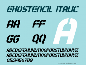 Exostencil Italic Version 1.00 March 7, 2016, initial release图片样张