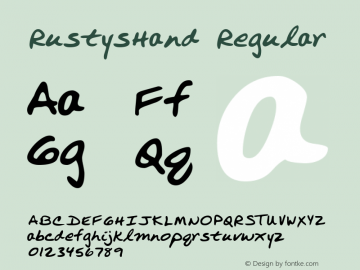 RustysHand Regular The IMSI MasterFonts Collection, tm 1996 IMSI (International Microcomputer Software Inc.)图片样张