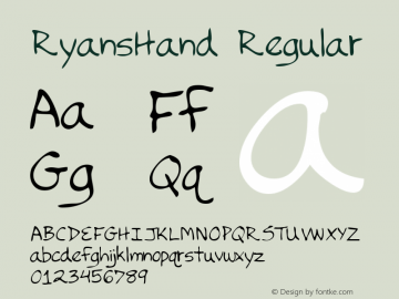 RyansHand Regular The IMSI MasterFonts Collection, tm 1996 IMSI (International Microcomputer Software Inc.) Font Sample