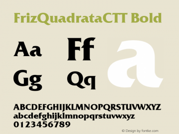 FrizQuadrataCTT Bold TrueType Maker version 3.00.00图片样张