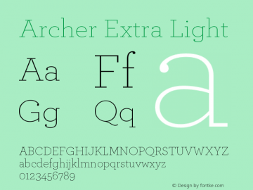 Archer-ExtraLight Version 1.200  Pro Font Sample