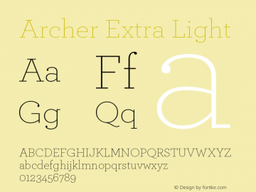 Archer-ExtraLight Version 1.200  Pro Font Sample