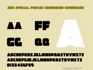 Jedi Special Forces Condensed Version 1.0; 2012 Font Sample