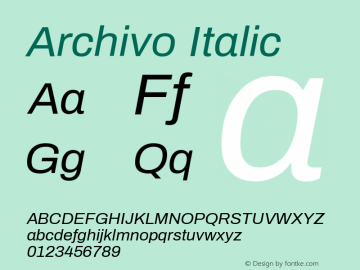 Archivo Italic Version 1.001;PS 001.001;hotconv 1.0.88;makeotf.lib2.5.64775图片样张