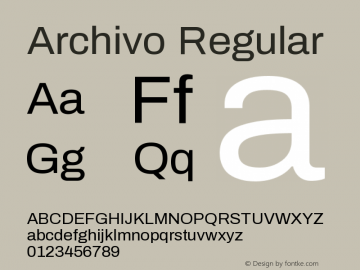 Archivo-Regular Version 1.001;PS 001.001;hotconv 1.0.88;makeotf.lib2.5.64775 Font Sample